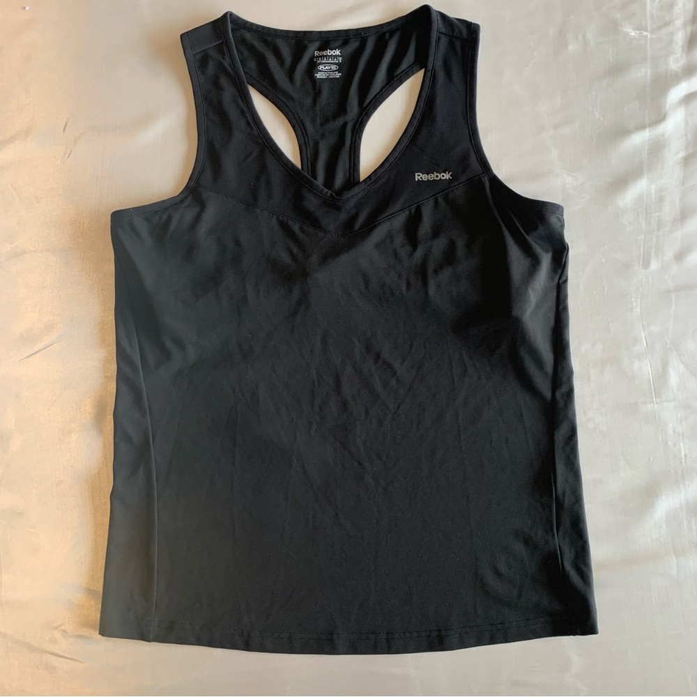 Reebok PlayDry Womens Size Medium Black Athletic Racerback Tank Top